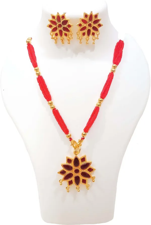 Assamese_Traditional_Red_Meenakari_Star_Jewellery_Set_For_Women